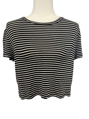 Womens Elite Collection Size Small Black White Striped Crop Top Made in USA